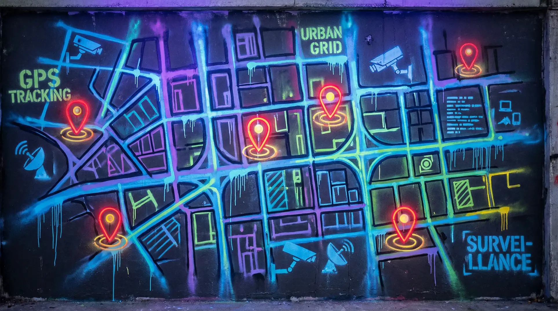 视频网 狗仔追踪地图 - 城市涂鸦风格